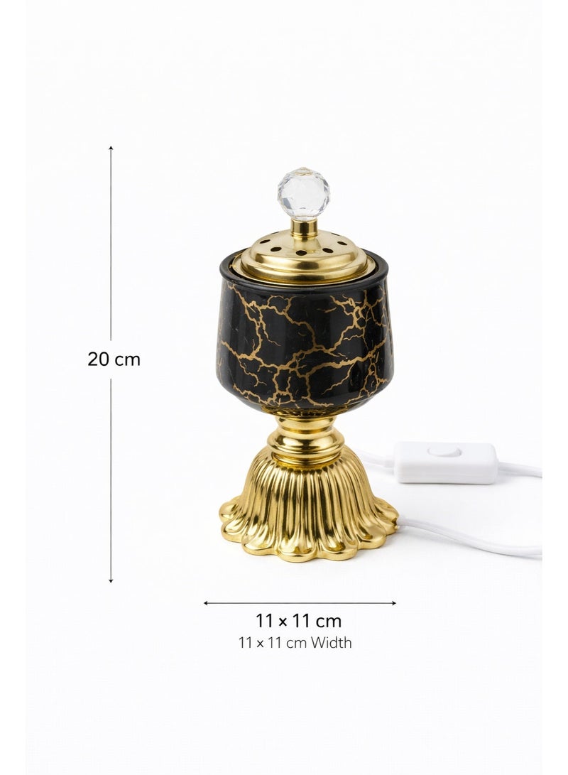 Electric Metal Decorative Bakhoor Burner – Luxury Modern Design – Ramadan & Home Decor – Height 20 Cm (11 × 11 Cm) - Image 1